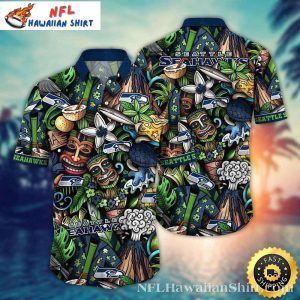 Tiki Mask Seattle Seahawks Aloha Shirt – Mystical Totem Design
