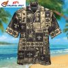 Sleek Gridiron Spirit – NFL Saints Black Tan Hawaiian Shirt