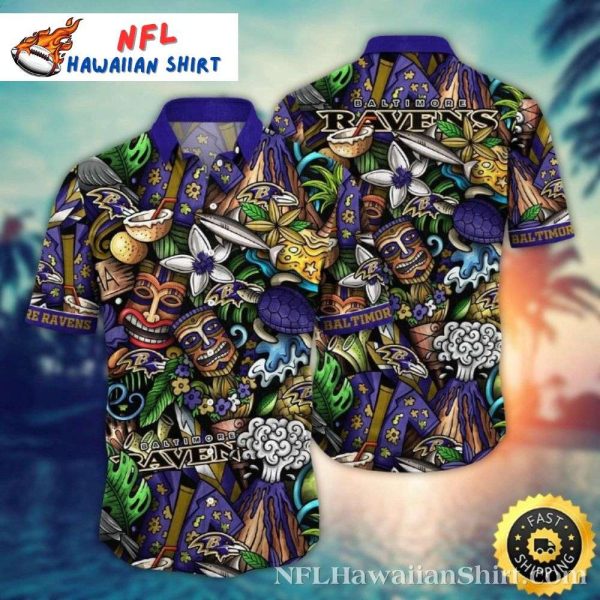 Tiki Totem Baltimore Ravens Hawaiian Shirt