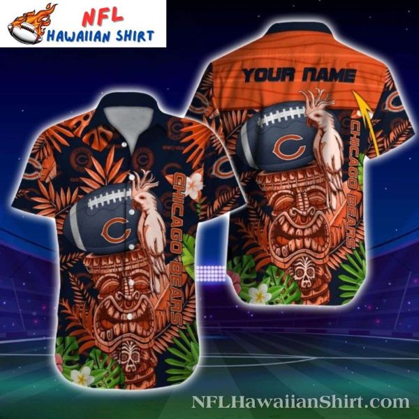 Tiki Totem Football Dreams Chicago Bears Tropical Custom Name Hawaiian Shirt