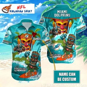 Tiki Touchdown Miami Dolphins Customizable Hawaiian Shirt