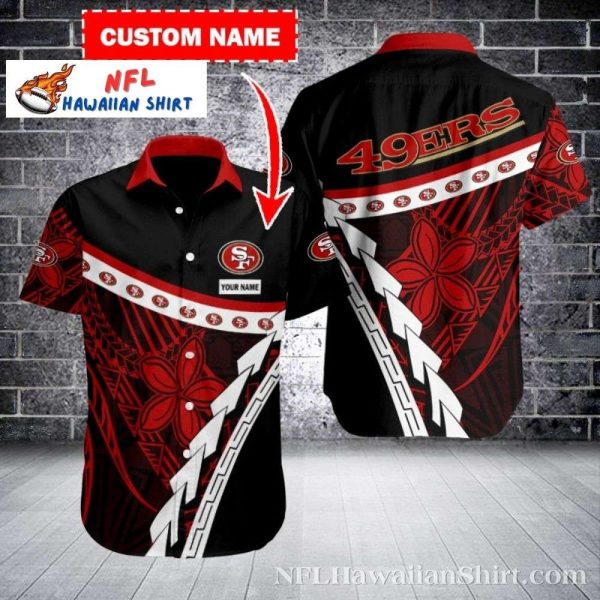 Traditional 49ers Tribal Art And Stripes Personalized Hawaiian Shirt