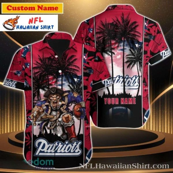 Tropic Touchdown – Personalized New England Patriots Red Floral And Palm Hawaiian Shirt