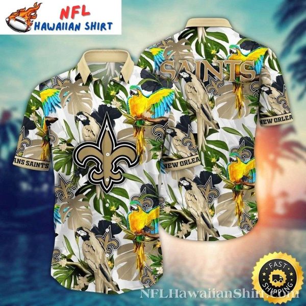 Tropical Birds And New Orleans Saints Logo PrintHawaiian Shirt