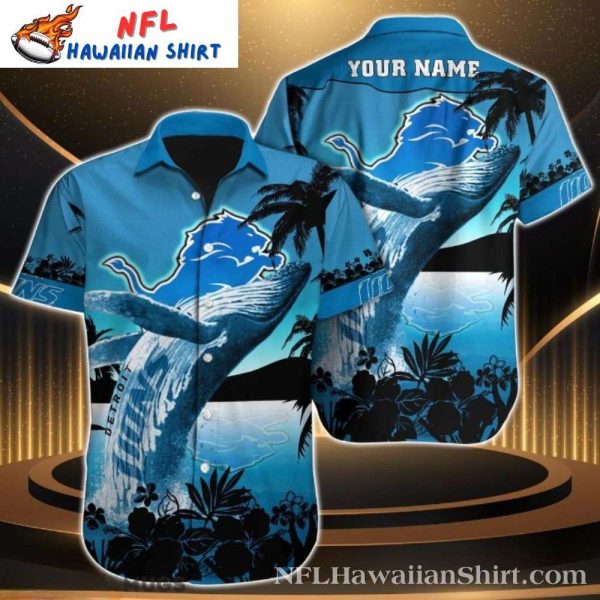 Tropical Breeze Whale Detroit Lions Tropical Custom Name Hawaiian Shirt