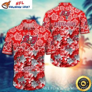 Tropical Flair Tampa Bay Buccaneers Hawaiian Shirt – Vivid Red Hibiscus