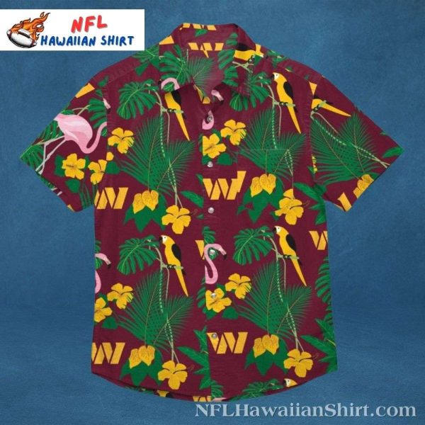 Tropical Flair – Washington Commanders Aloha Shirt With Flamingos And Palms