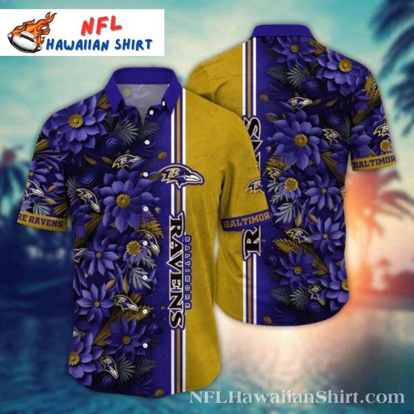 Tropical Flower NFL Baltimore Ravens Logo Print Hawaii Shirt