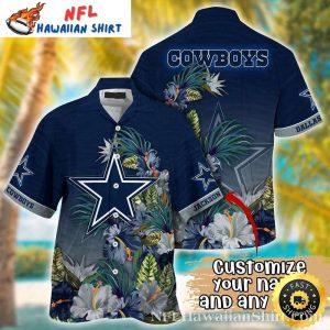 Tropical Flower Navy Blue Dallas Cowboys Aloha Shirt