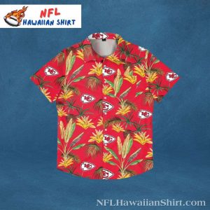 Tropical Foliage Red KC Chiefs Summer Mens Hawaiian Shirt