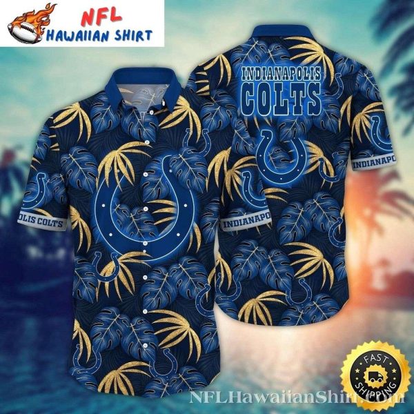 Tropical Gold Palm Elegance – Hawaiian Indianapolis Colts Shirt