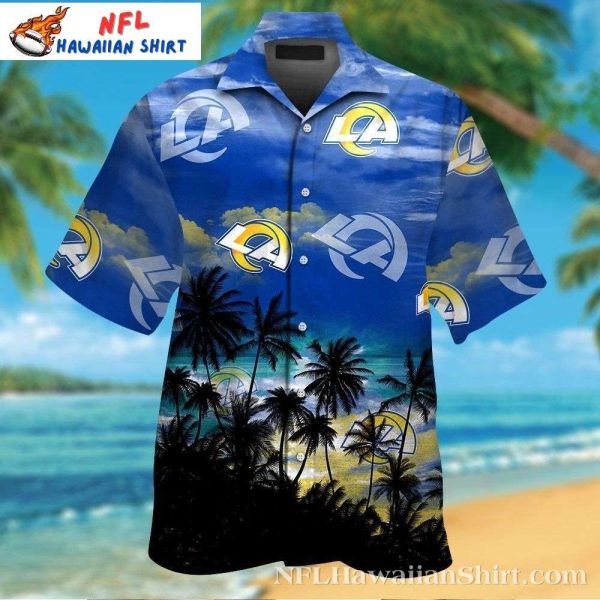 Tropical Kickoff LA Rams Hawaiian Shirt – Midnight Palm Silhouettes