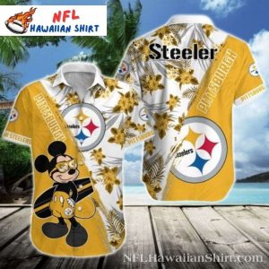 Tropical Mickey Fanfare – Pittsburgh Steelers Aloha Shirt