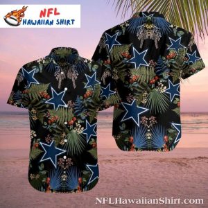 Tropical Night Dallas Cowboys Hawaiian Shirt With Starry Botanicals