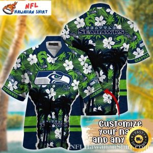 Tropical Night Seattle Seahawks Aloha Shirt – Monochrome Palm Vibe