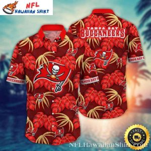 Tropical Night Tampa Bay Buccaneers Hawaiian Shirt – Dark Floral Design