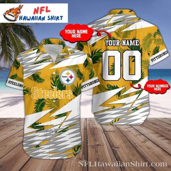 Tropical Palm Blitz Pittsburgh Steelers Personalized Hawaiian Shirt