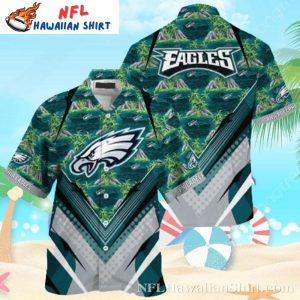 Tropical Palms Midnight Teal Philadelphia Eagles Hawaiian Shirt