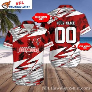 Tropical Palms Red And White Tampa Bay Buccaneers Hawaiian Shirt