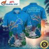 Tropical Sunset Detroit Lions Silhouette Hawaiian Shirt