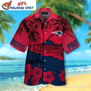 Tropical Sunset Stripes New England Patriots Red Hawaiian Shirt
