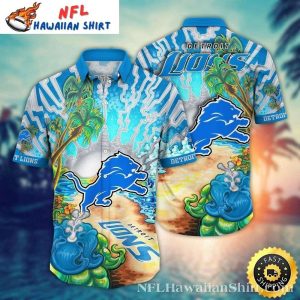 Tropical Surge Detroit Lions Beachfront Hawaiian Shirt