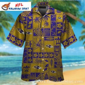Tropical Tackle – Baltimore Ravens Hawaiian Shirt With Exotic Flora