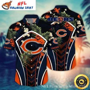 Tropical Touchdown – Chicago Bears Navy Hawaiian Shirt