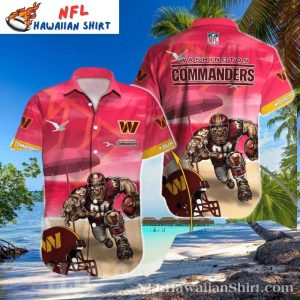 Tropical Touchdown Commanders Football Frenzy Beach Hawaiian Shirt