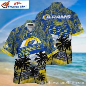 Tropical Touchdown LA Rams Hawaiian Shirt – Palm Trees And Team Spirit