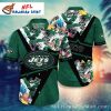 Tropical Sunset Fade New York Jets Hawaiian Shirt – Personalized NY Jets Aloha Shirt With Palm Silhouettes