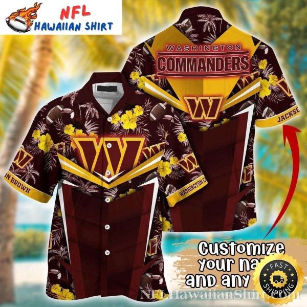 Tropical Touchdown – Washington Commanders Aloha Shirt With Coconut Hibiscus