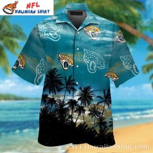 Tropical Twilight Jaguars – Beachfront Serenity Hawaiian Shirt