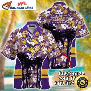 Tropical Twilight Minnesota Vikings Palm Hawaiian Shirt