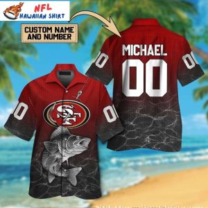Ultimate Fan San Francisco 49ers Fish And Hook Print Custom Hawaiian Shirt
