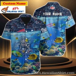 Underwater Blitz – Personalized New England Patriots Aquatic Hawaiian Shirt
