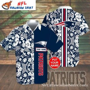 Vertical Stripe Name Slot New England Patriots Hawaiian Shirt