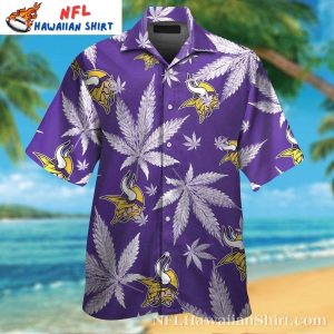 Vikings Cannabis Leaf Purple Hawaiian Casual Shirt