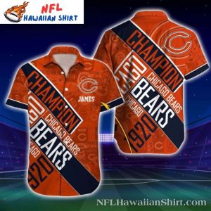 Vintage Champion Banner – Chicago Bears Hawaiian Shirt With Custom Name Option