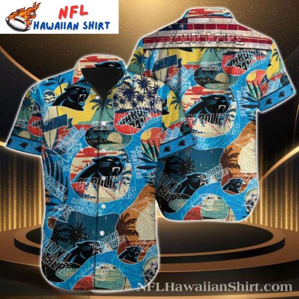 Vintage Postcard Carolina Panthers Retro Hawaiian Shirt