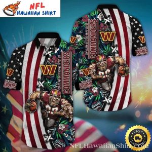 Washington Commanders American Flag And Footballer Hawaiian Shirt