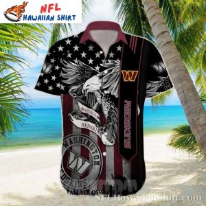Washington Commanders Eagle And Flag Aloha Shirt