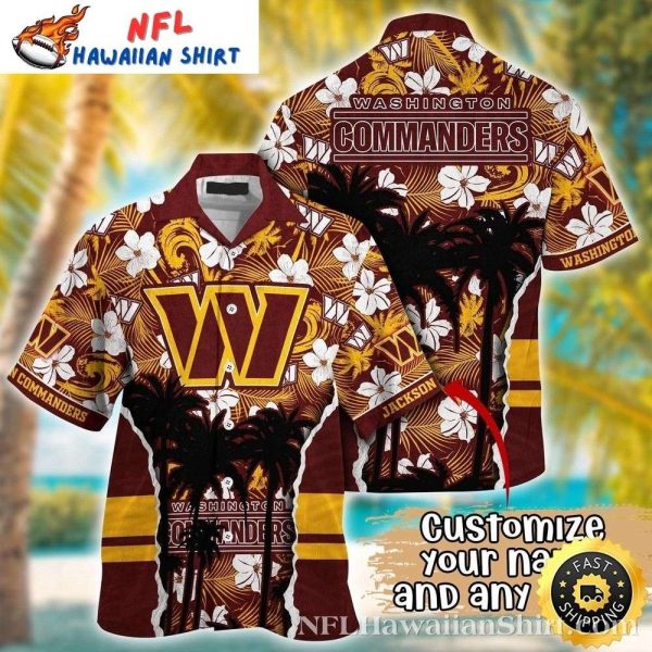 Washington Commanders Floral And Palm Tree Aloha Shirt