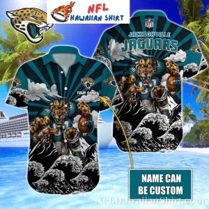 Wave Rush Jaguars – Monochrome Surf Custom Hawaiian Shirt
