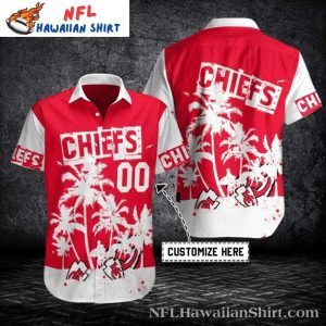 White And Red Chiefs Palms Customizable Aloha Shirt