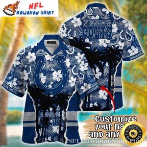 White Hibiscus Elegance – Customizable Indianapolis Colts Shirt