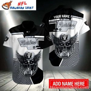 Winged Skull Raiders Bold Contrast Custom Hawaiian Shirt