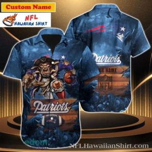 Wooden Gridiron Glory – Personalized New England Patriots NFL Hawaiian Shirt