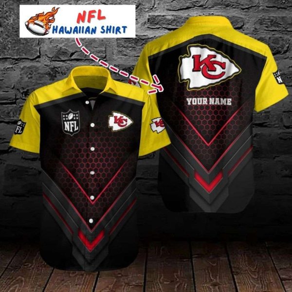Yellow Accent KC Chiefs Custom Name NFL Hawaiian Shirt