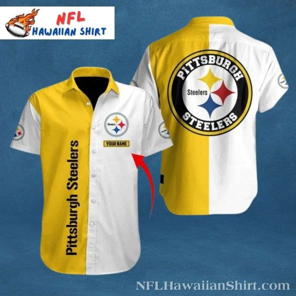 Yellow And White Personalized Pittsburgh Steelers Hawaiian Shirt